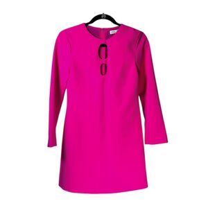 Zara Women's Mini Dress Neon Pink Fuchsia Cutout Long Sleeve Going Out Summer XS